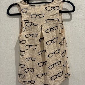 Maeve Cream and Black Glasses Print Accessories
